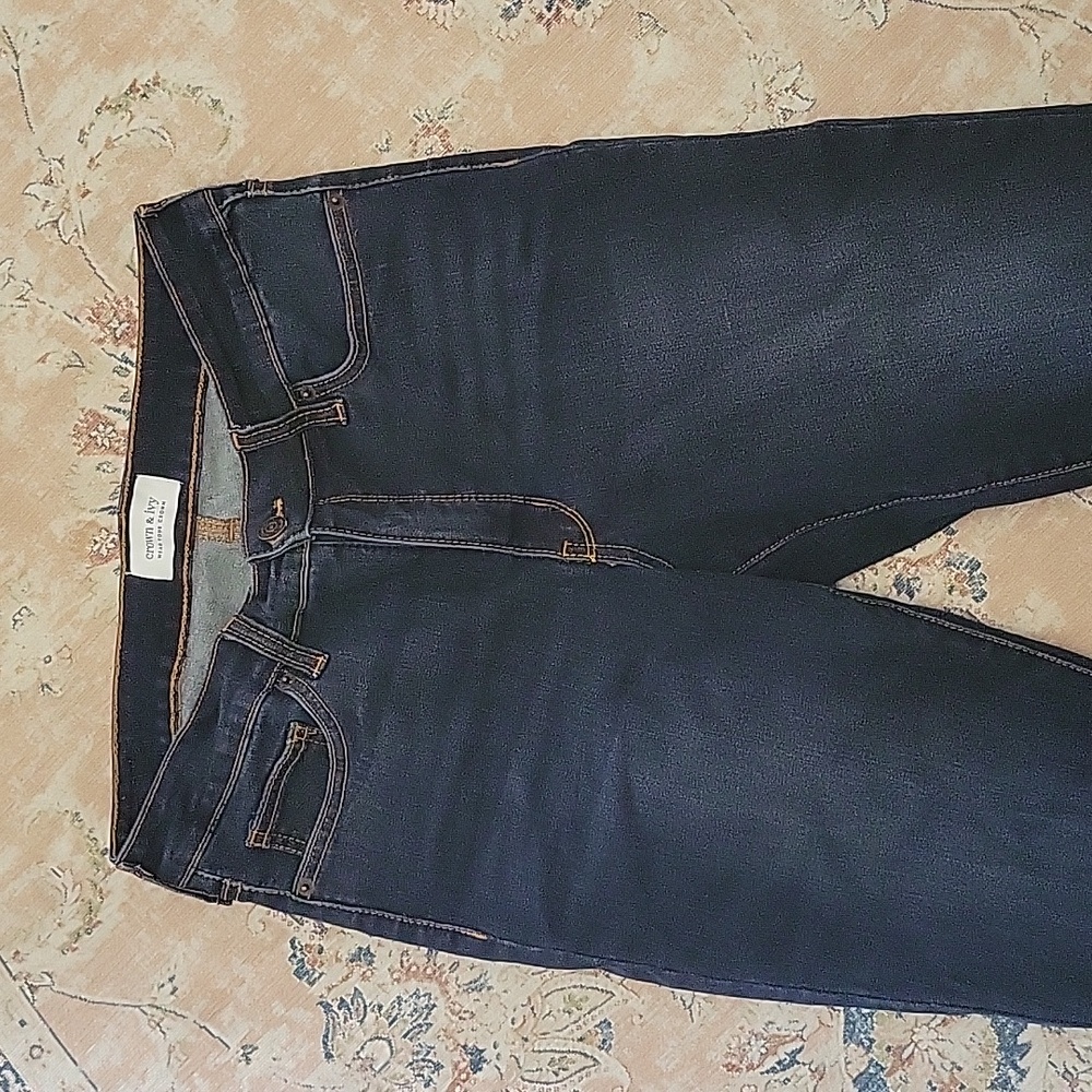 Crown & Ivy skinny blue jeans classic 5 pocket style stretch size 8 Excellent… - Picture 2 of 8